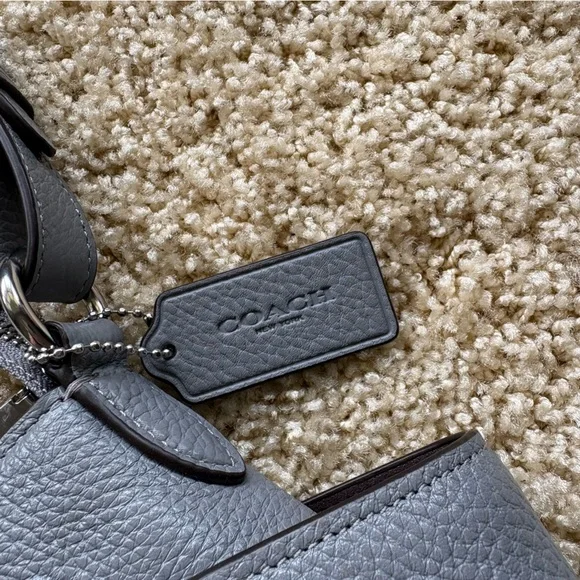 Coach Rori Gray Pebbled Leather Hobo Shoulder Bag - Picture 9 of 16